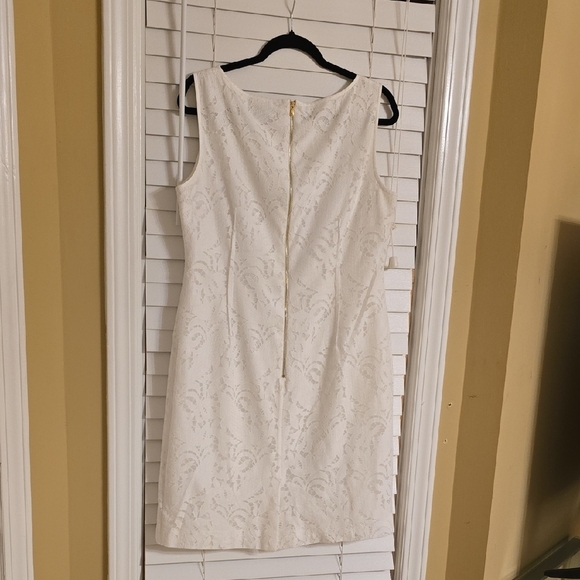 Tahari White Sheath Mini Dress Sleeveless Bateau - Picture 5 of 13